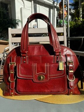 Coach Legacy Hampton Miranda Bag Burgundy 11085 Turnlock Vintage Y2K Red